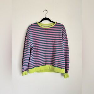 Neon Color Block Striped Sweater Crewneck (Medium)